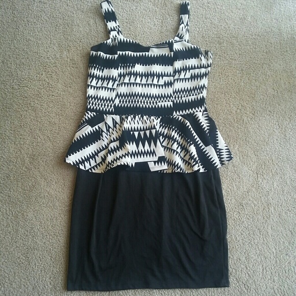 Dresses & Skirts - Cream and black plus peplum dress