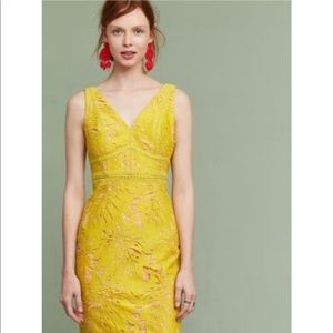 Anthropologie Yellow Lace Dress
