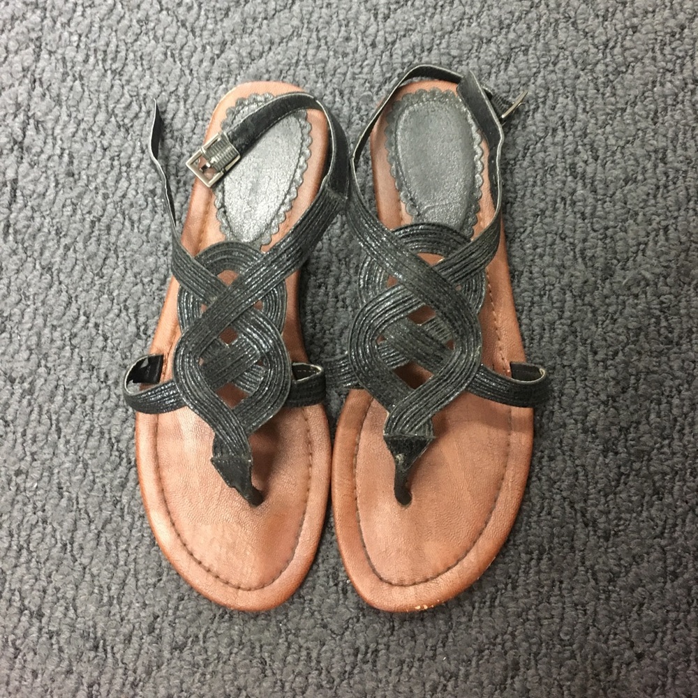 Black Strappy Gladiator Sandals