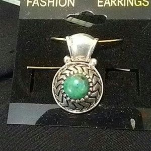 Pendent/ silver/ set /w turquoise cabochon.