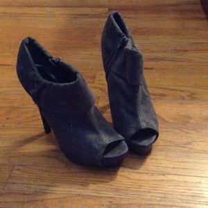 Grey peep toe booties