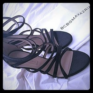 Black python GOAT leather BCBGMAXAZRIA heels!