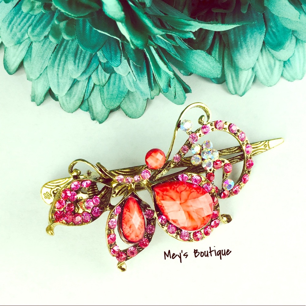 ⭐️Elegant Pink Vintage Brass Hair Clip⭐️