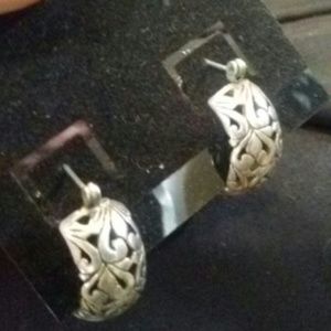 Silver ear rings / nice heavy/ solid silver/