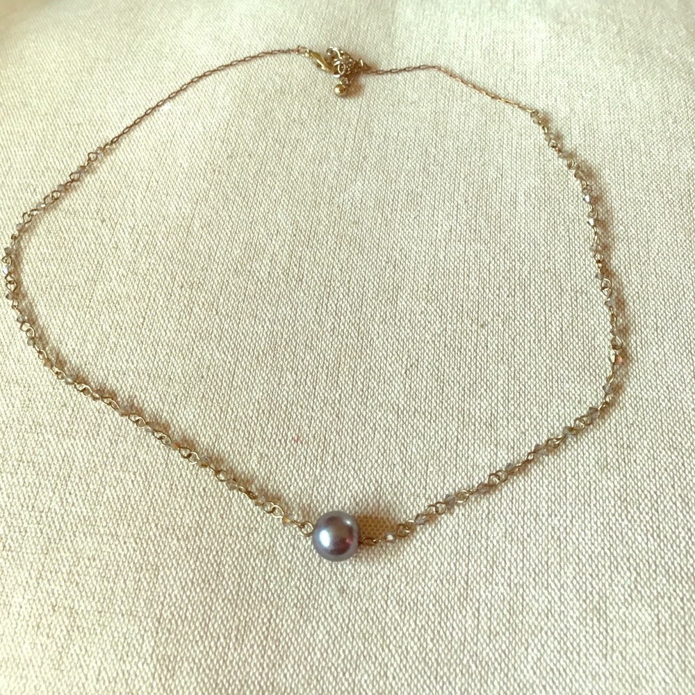 ~black pearl~ lovely faux pearl choker necklace