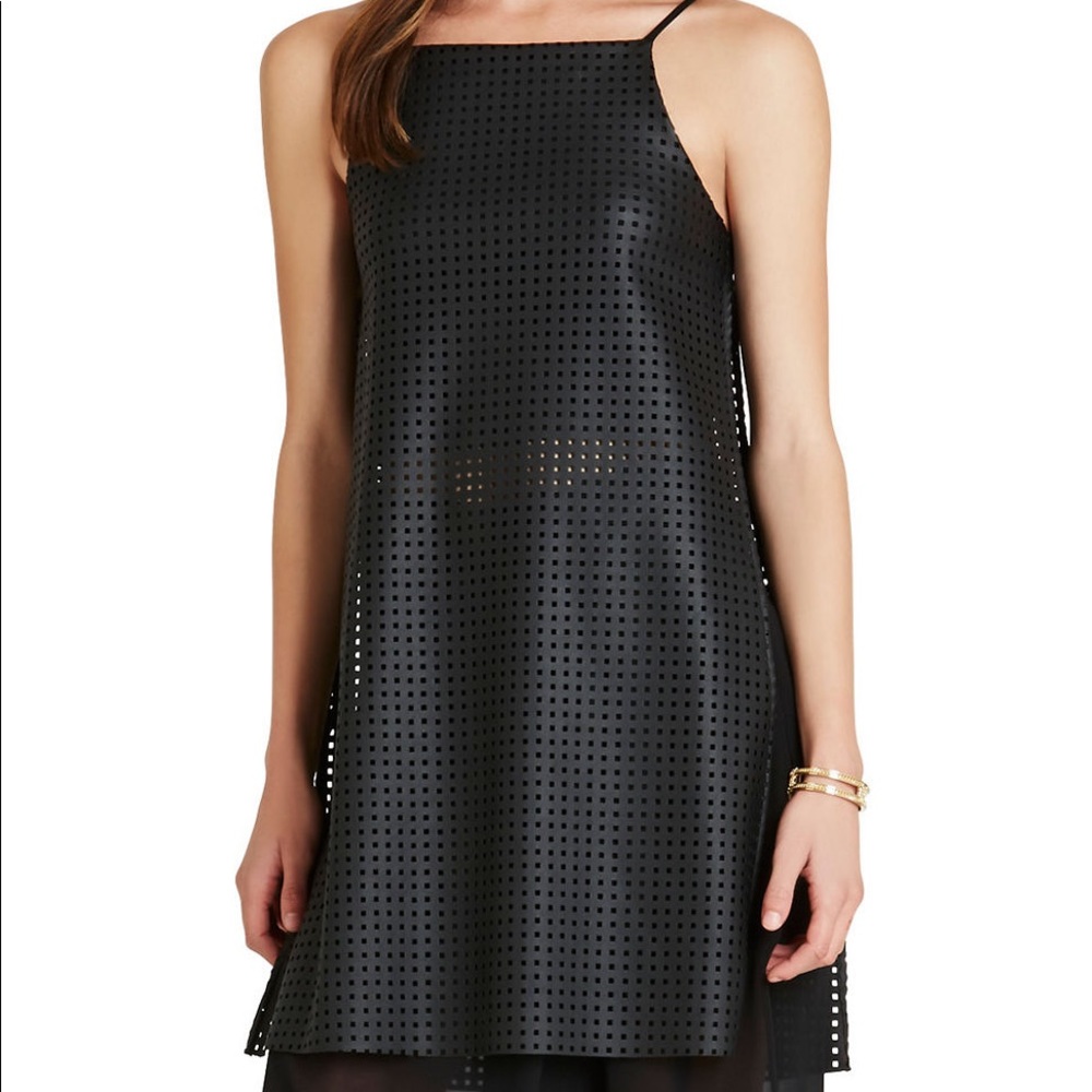 BCBGeneration Faux leather perforated top