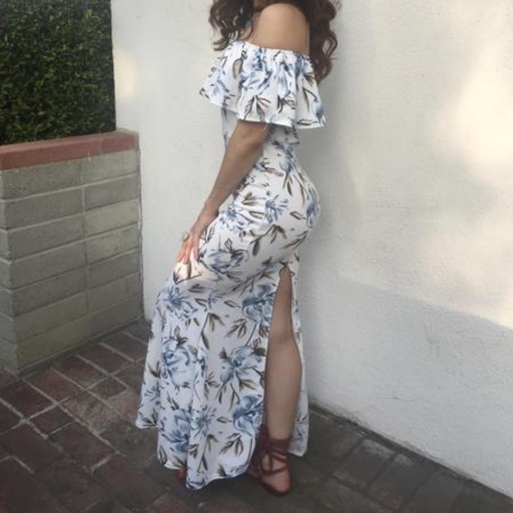 Bardot dress with slit