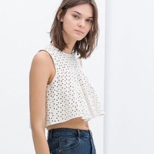 ZARA Trafaluc Cropped Eyelet Top
