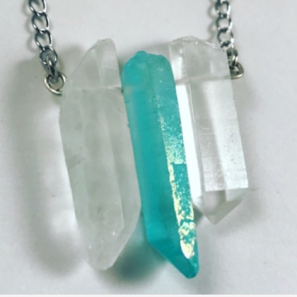 Silverskylight Jewelry - 🦊Two for $25 ! blue &clear aura crystal necklace