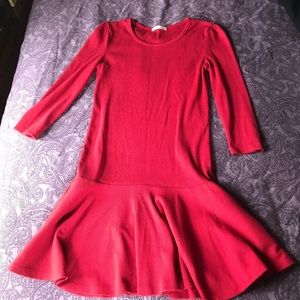 Red dropped waist dress