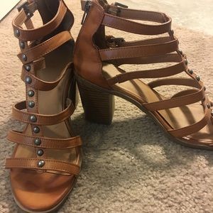 Tan stud heels