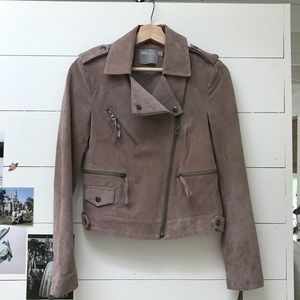 Asos Suede Moto Jacket XS US 0 Pink Mauve Asos Suede Moto Jacket XS US 0 Pink Mauve