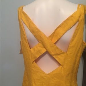 100% linen yellow Button Down Maxi Dress