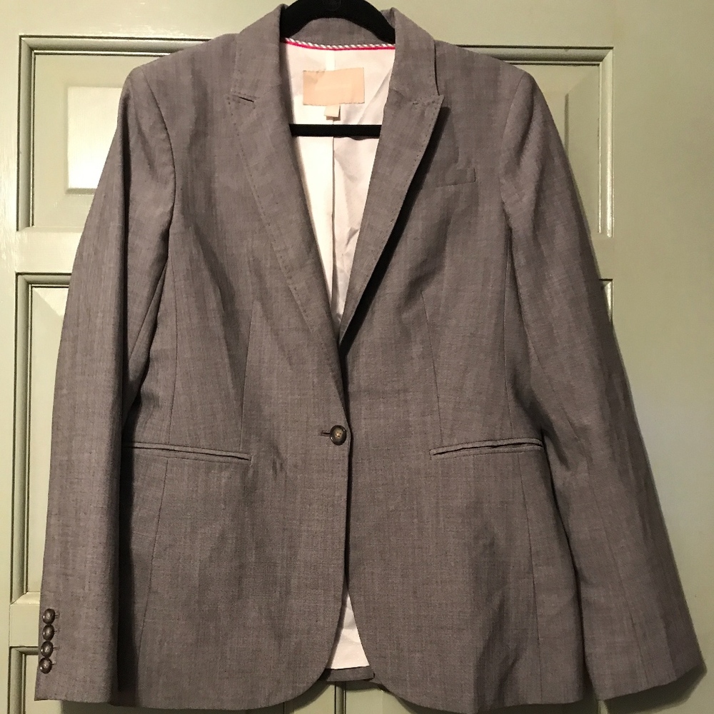 Grey One Button Single Vent Grey Gray Blazer !