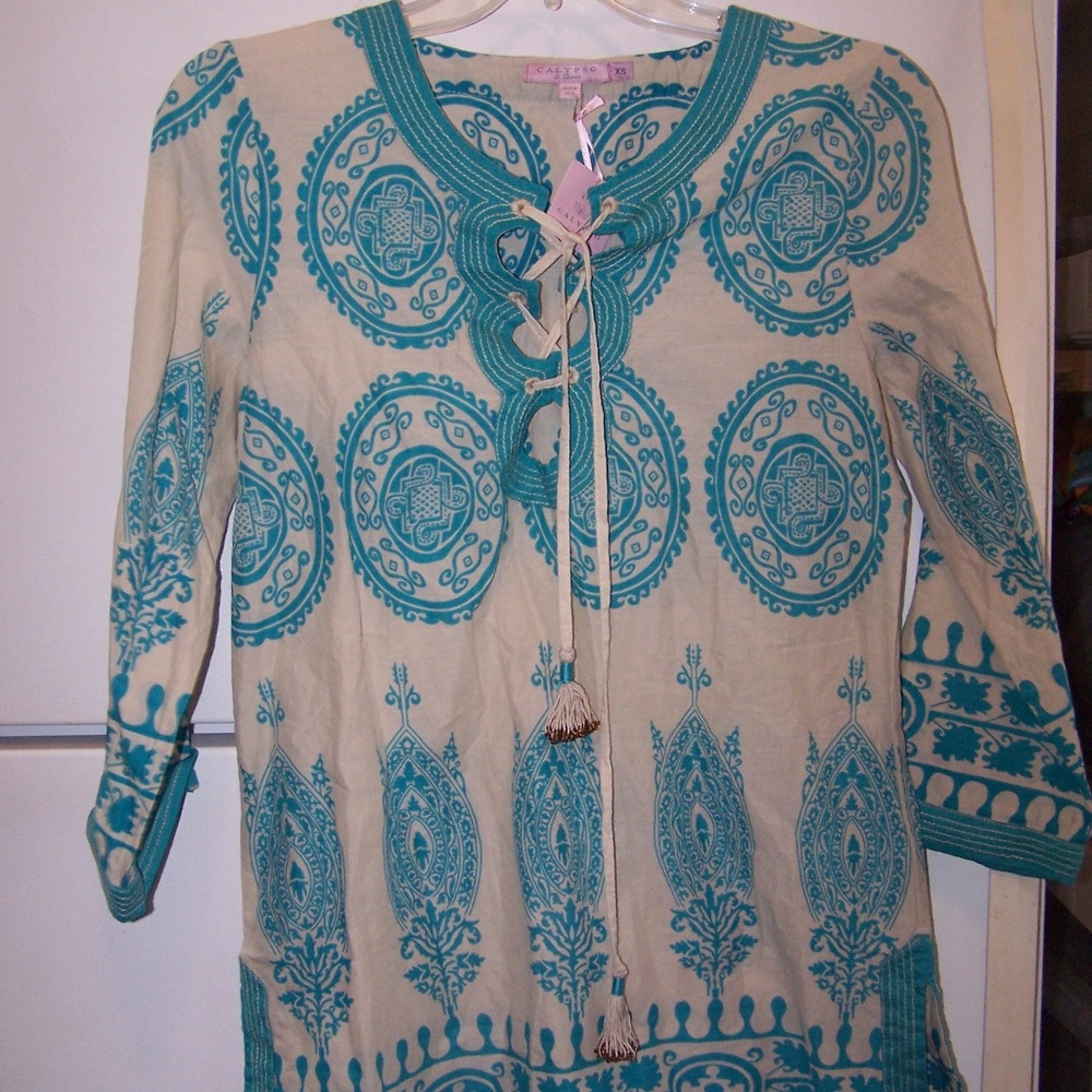 Calypso St. Barth Cotton Blouse New XS