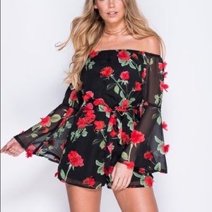 Rose Bell Sleeve Romper