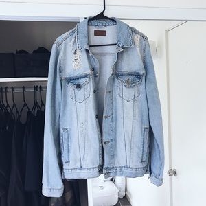 ASOS unisex distressed denim jean jacket size M ASOS unisex distressed denim jean jacket size M