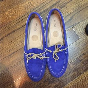 Blue suede sperry