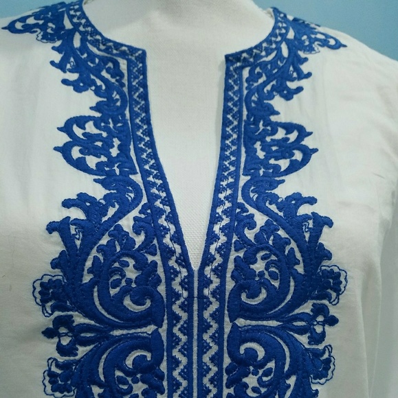 New MICHAEL KORS Embroidered Split Neck Tunic Top - Picture 3 of 5