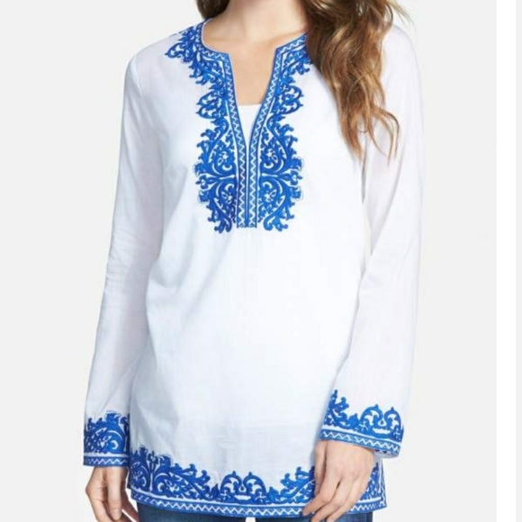 New MICHAEL KORS Embroidered Split Neck Tunic Top - Picture 4 of 5