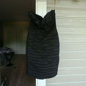 Black strapless mini dress