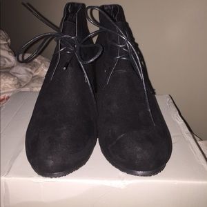 black wedge booties (NEVER WORN)