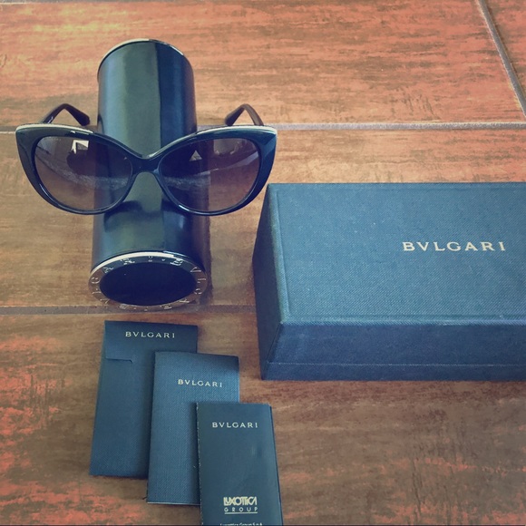 BVLGARI Cat Eye Sunglasses Black with White Trim main image 5