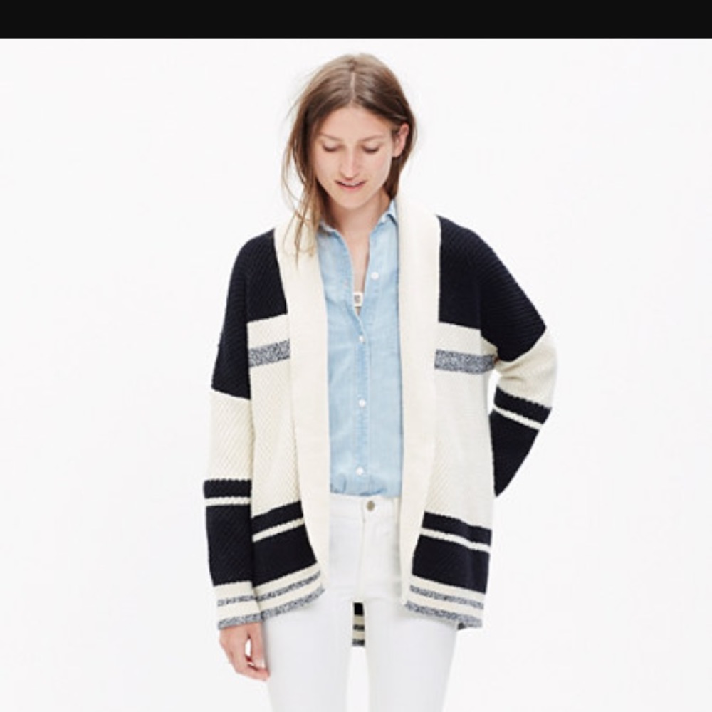 SUPER RARE! Madewell striped cocoon open cardigan