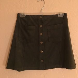 Army green suede mini skirt