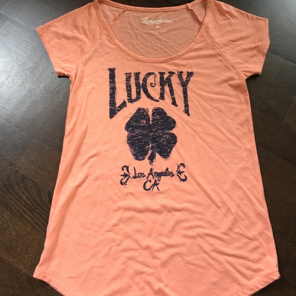 Peach coloured Lucky Brand t shirt - Picture 1 of 2