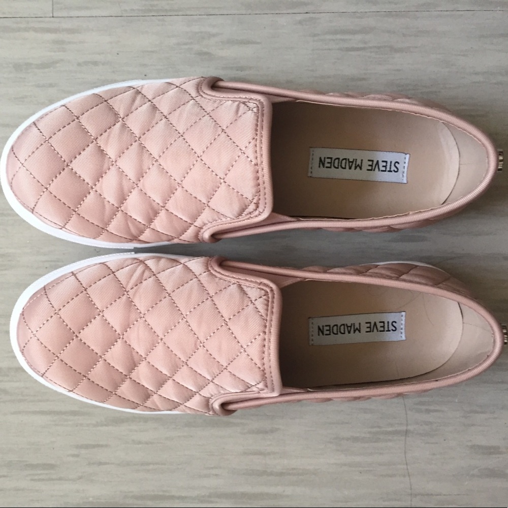 Blush colored Steve Madden slip on sneakers