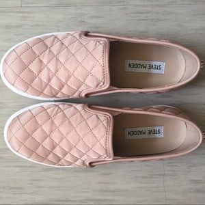 Blush colored Steve Madden slip on sneakers