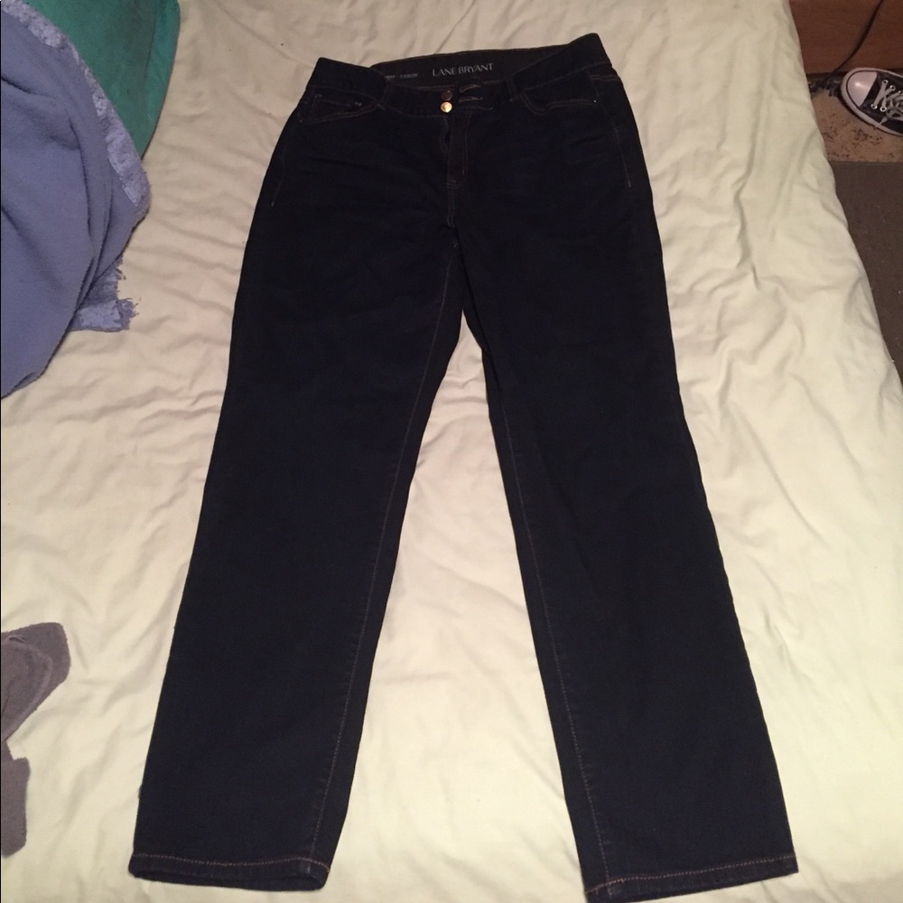 New Lane Bryant straight dark blue jeans, size 18