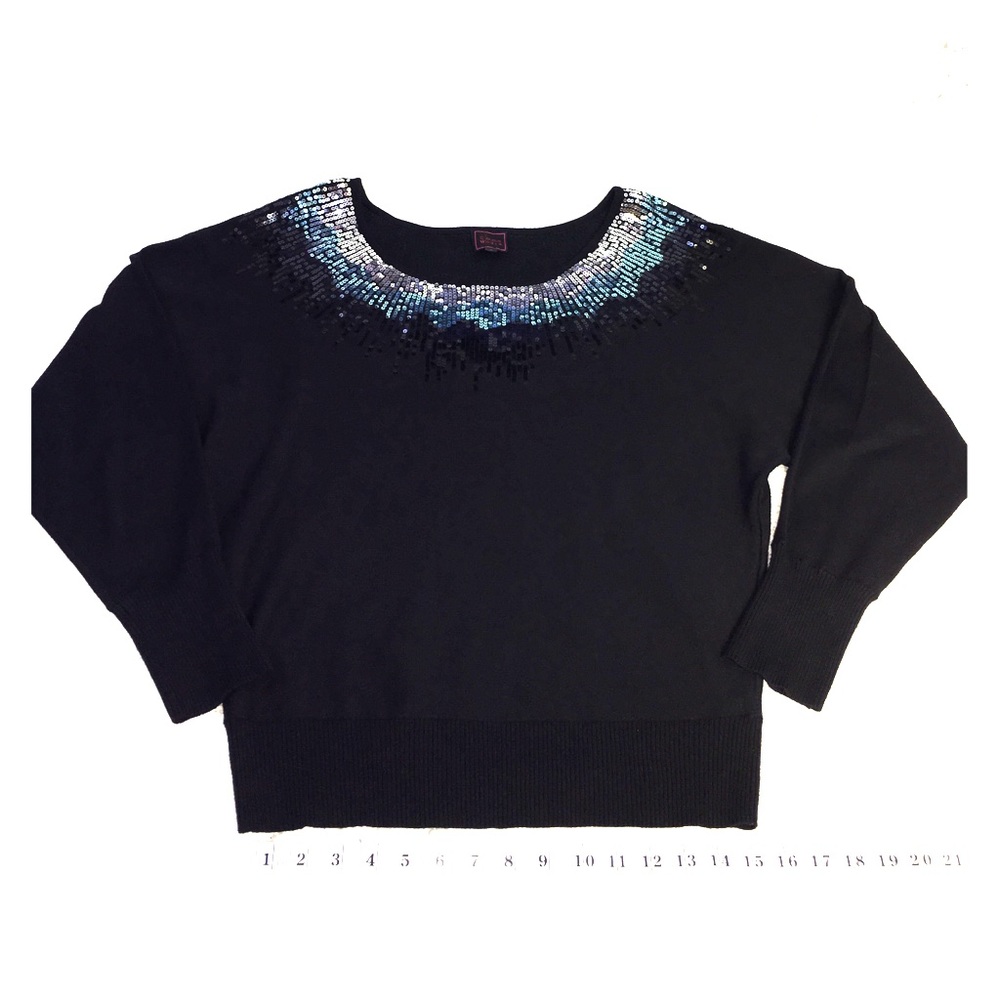 Colour Works black sweater aqua silver sequins