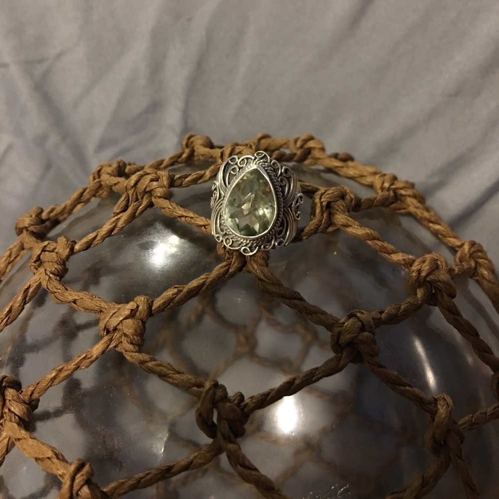 Citrine & Silver Filigree Ring