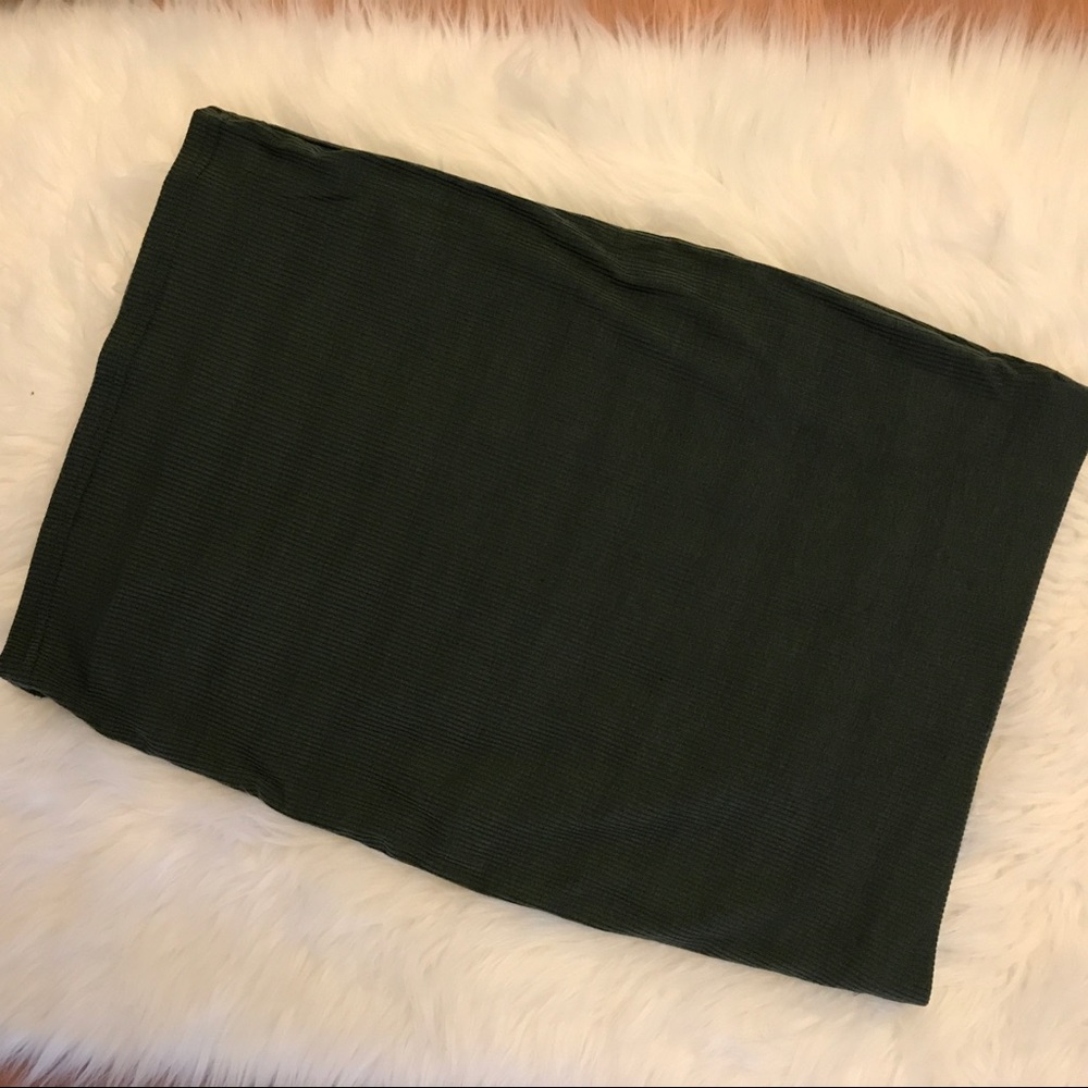 •LAST 2• Olive Ribbed Midi Skirt - Picture 3 of 4