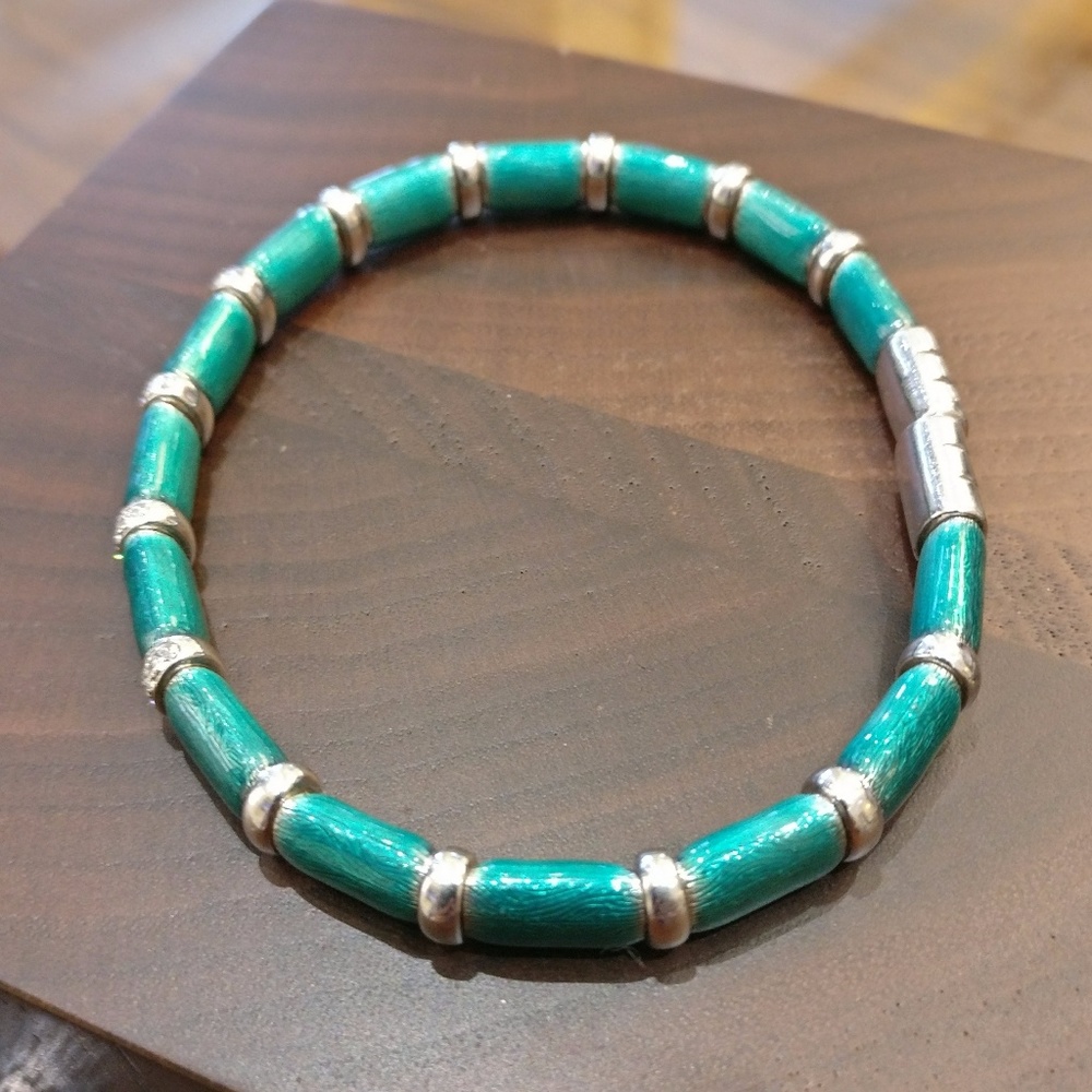 SOLD - Green Enamel & Diamond Firenze Bracelet - Picture 3 of 8
