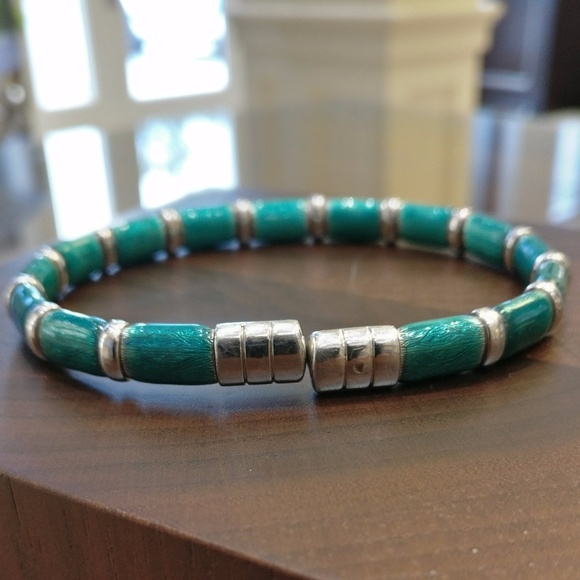 SOLD - Green Enamel & Diamond Firenze Bracelet - Picture 7 of 8