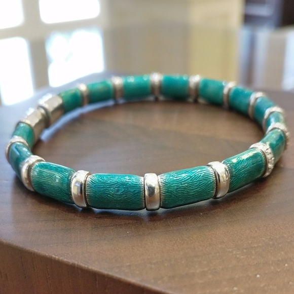 SOLD - Green Enamel & Diamond Firenze Bracelet - Picture 4 of 8