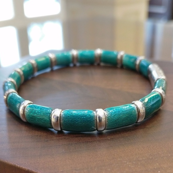 SOLD - Green Enamel & Diamond Firenze Bracelet - Picture 5 of 8