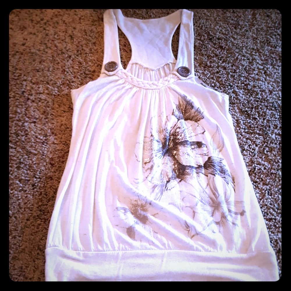 Flowered racerback tank top