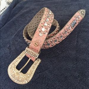 Pink western bling belt. Pale pink
