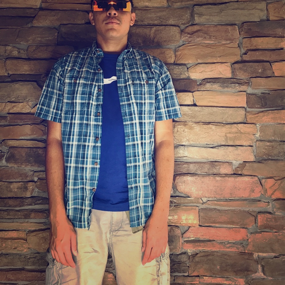 G. H. Bass & Co. Blue Plaid Button-Up T