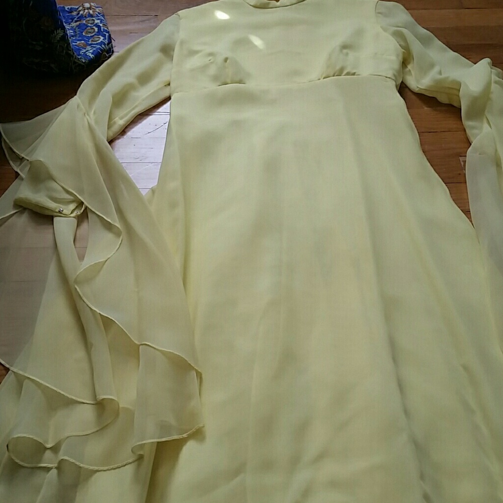 VTG 70s Yellow Boho Clifton Wilhite Dress! ♡ - Picture 6 of 8