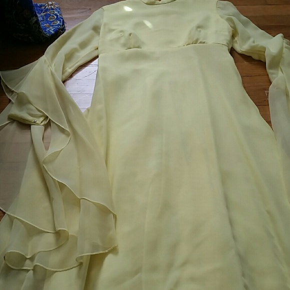 VTG 70s Yellow Boho Clifton Wilhite Dress! ♡ - Picture 6 of 8