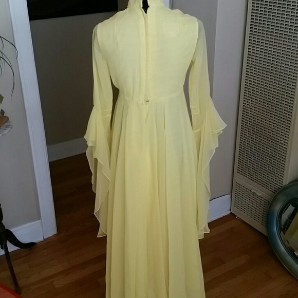 VTG 70s Yellow Boho Clifton Wilhite Dress! ♡ - Picture 8 of 8