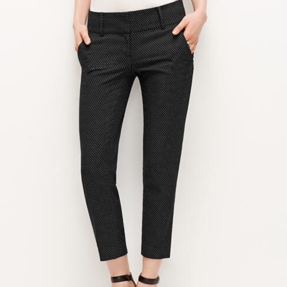 Ann Taylor Petite Dot Jacquard Cropped Pants