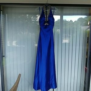 Blue and gold Formal Gown/Dress