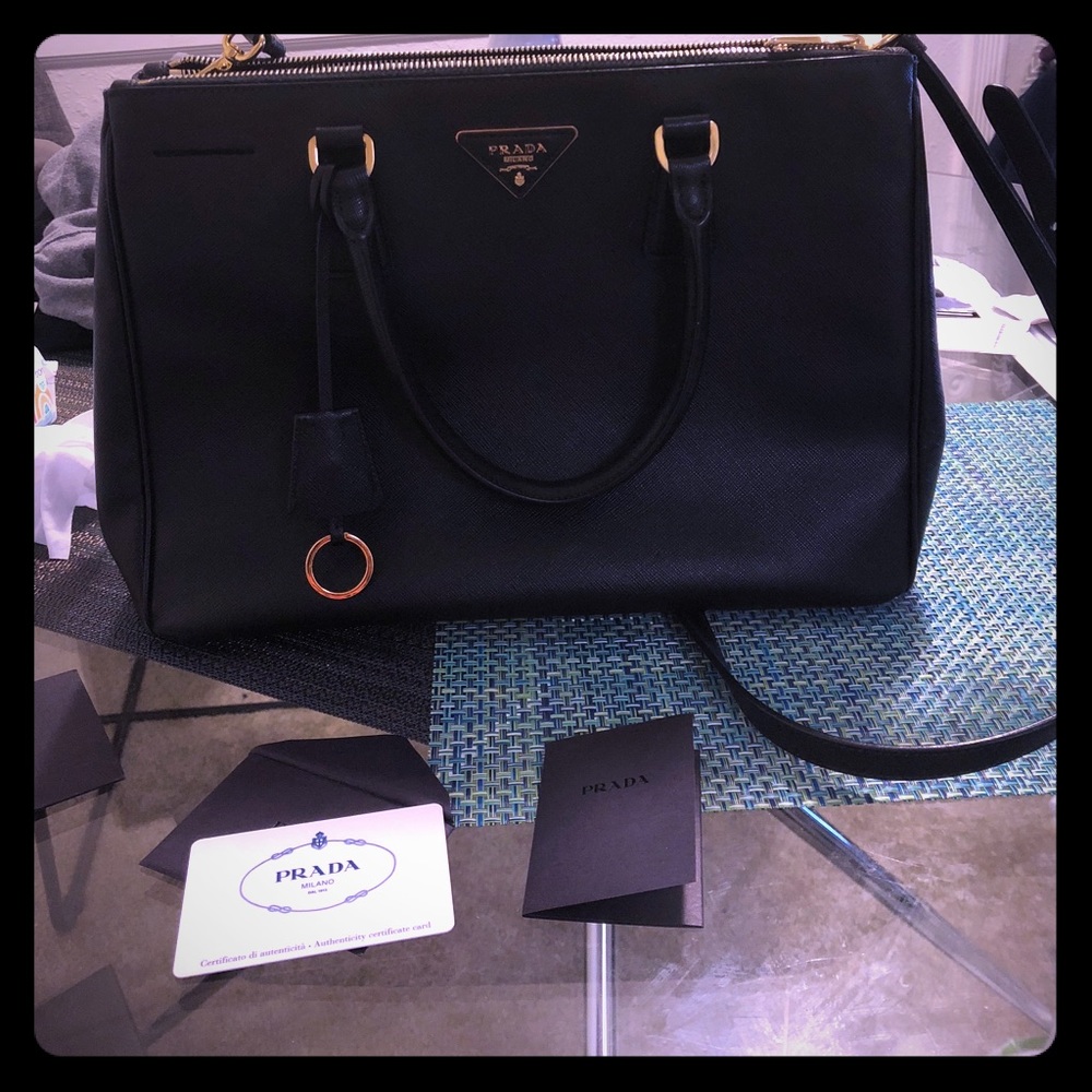 Prada black Saffiano leather purse