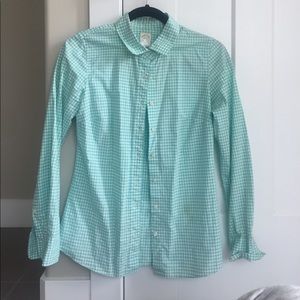 Gingham teal button up